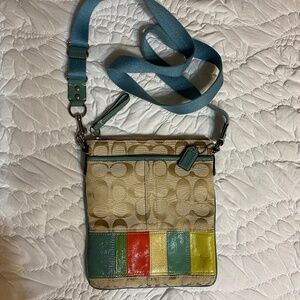 COACH Heritage Multi-Color Signature Jacquard Swingpack Crossbody Bag